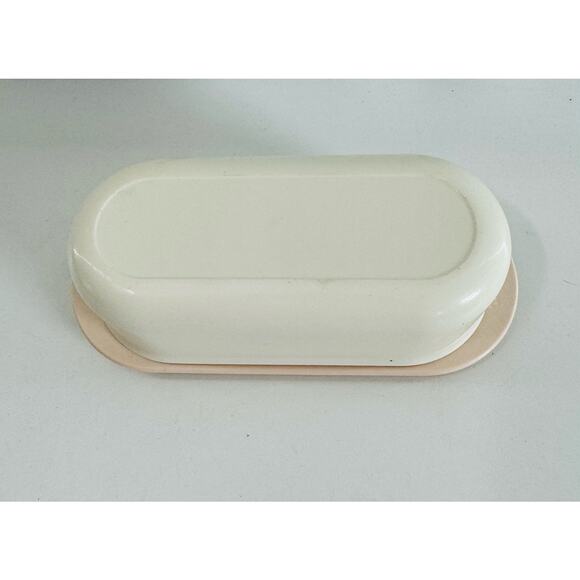 VTG Tupperware BUTTER DISH 2320A Rose Pink Base 2321A White Lid 1 Stick Holder - Picture 2 of 7
